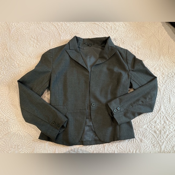 THEORY charcoal grey open front blazer single button lined jacket 6P - Picture 5 of 5